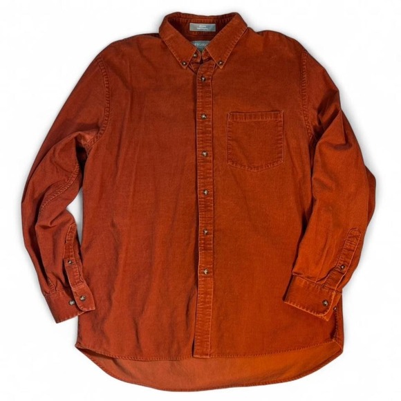 Evergreen Other - Evergreen Men's 100% Cotton Orange Corduroy Button Up Size‎ Large